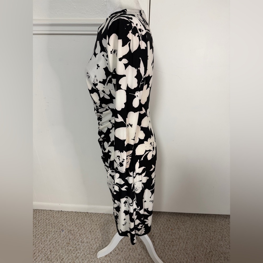 Ralph Lauren Black and White Floral Long Sleeve Dress size 6 - Picture 5 of 9